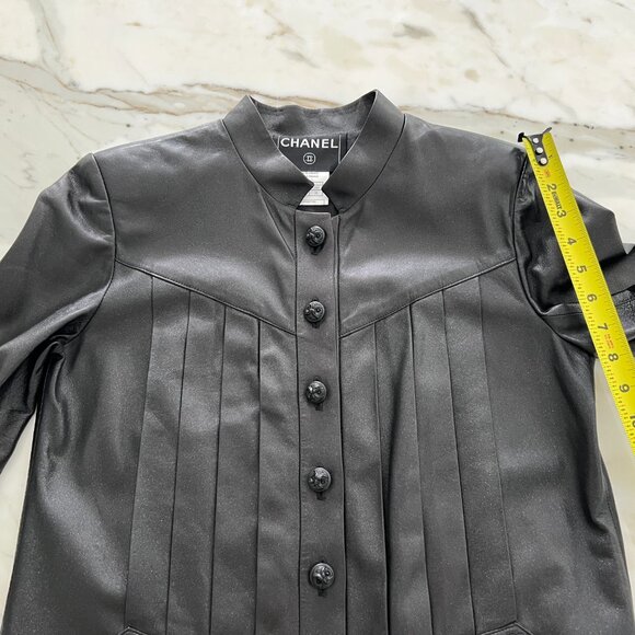 CHANEL 02 CC BLACK LEATHER JACKET SIZE FR 36 / US 4 - Picture 11 of 15